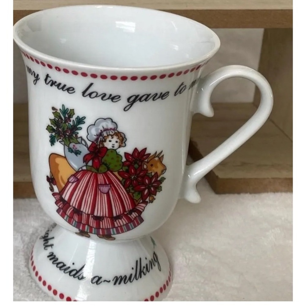 Domestications 12 Days of Christmas Eight Maids A-Milking Pedestal Mug 1994 Vint